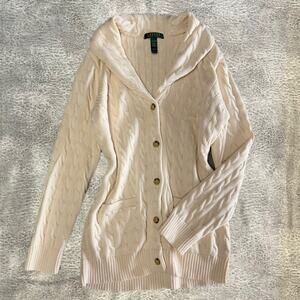 Ralph Lauren Chunky Knit Cream Sweater Cardigan